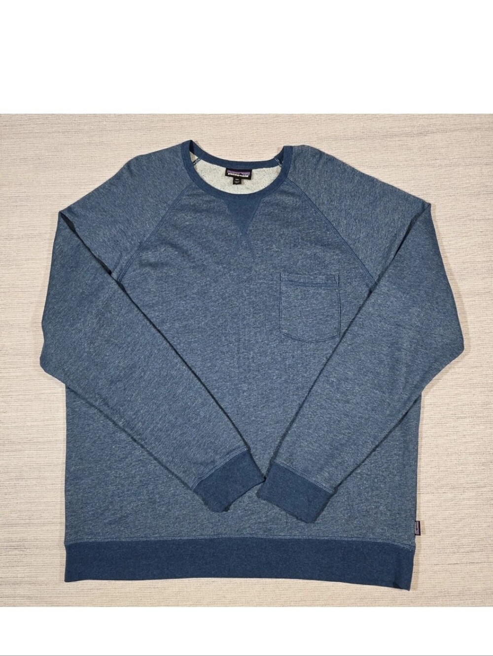 Patagonia Mahnya Fleece Crewneck Pullover Sweatshirt Mens XXL Blue Pocket